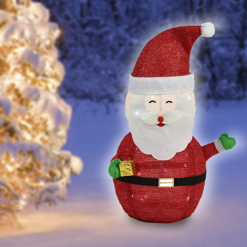 Alcott Hill Christmas Standing Lighted Santa Claus Decoration Battery Operated Light Up Christmas Decorations For Porches Lawns Yards Indoor And Outdoor 2.75Ft Wayfair